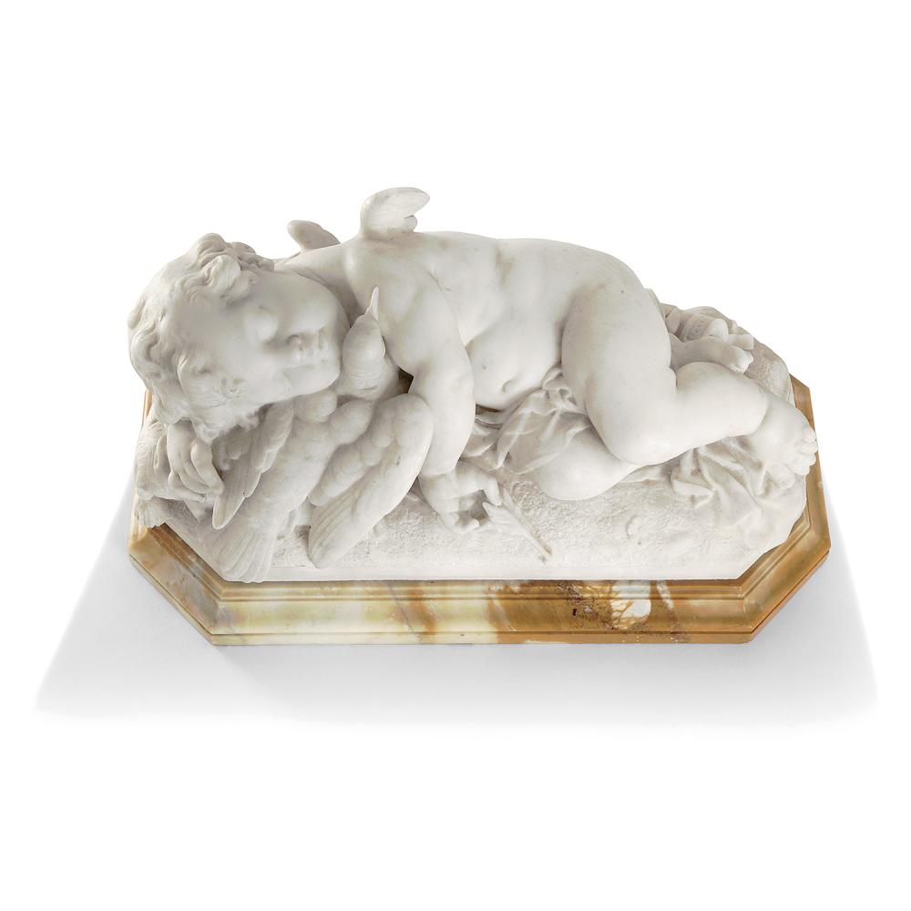 Adolphe Itasse comparable auction result: adolphe itasse 1830 1893 l amour endormi statuette en marbre blanc sign a itasse sur sa base en marbre jaune de sienn