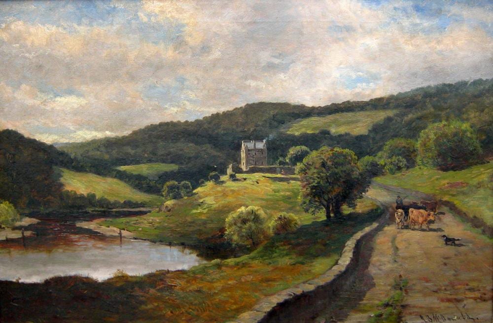 John Blake McDonald comparable auction result: john blake macdonald neidpath castle overlooking the river tweed