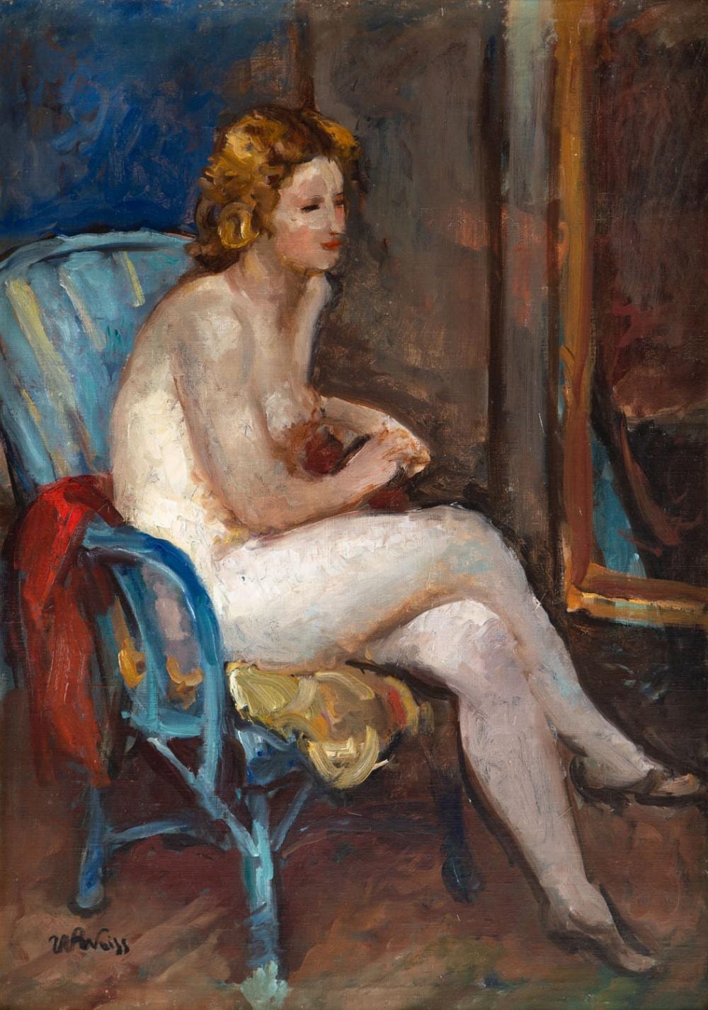 Wojciech Weiss comparable auction result: wojciech weiss 1875 1950 nude on the chair