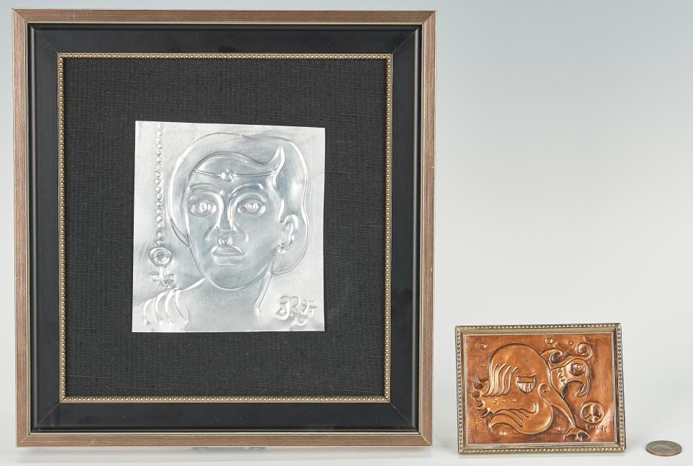 Gregory D. Ridley comparable auction result: 2 greg ridley framed metal plaques