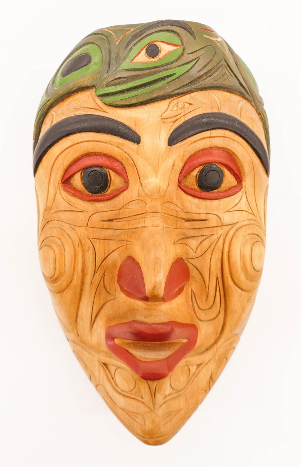 Floyd Joseph comparable auction result: floyd joseph b 1953 salish frog power mask 1993 painted cedar 9 5 x6 x3 5