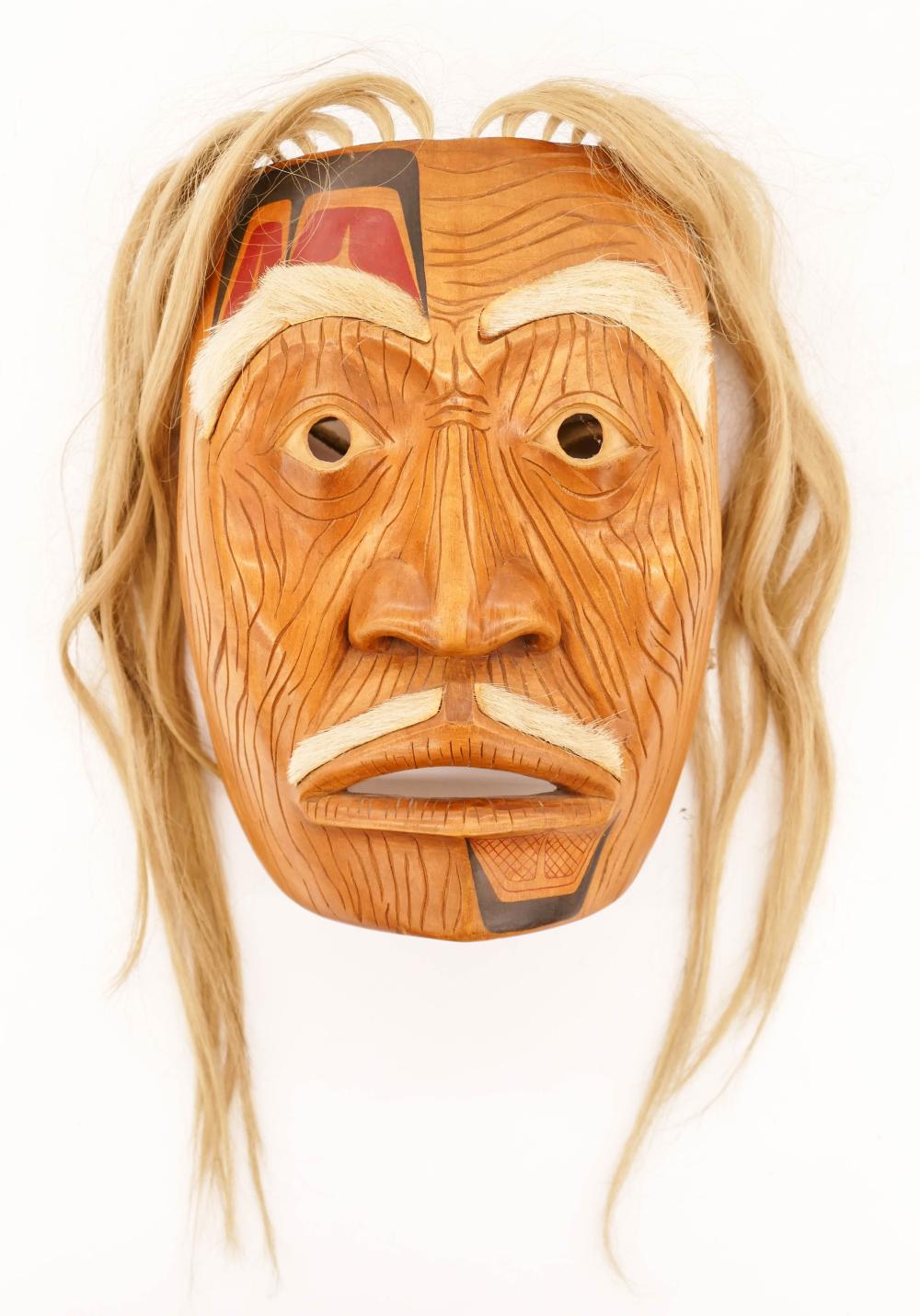 Glen Rabena comparable auction result: glen rabena b 1953 adopted haida grandfather portrait mask painted cedar 10 x7 x5