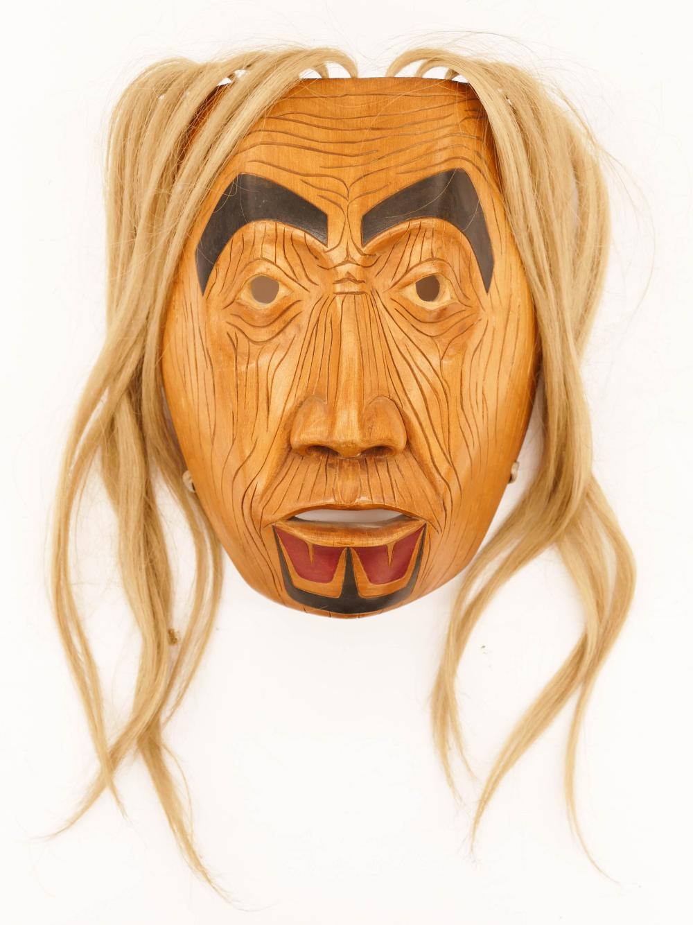 Glen Rabena comparable auction result: glen rabena b 1953 adopted haida grandmother portrait mask painted cedar 9 5 x7 5 x5 5