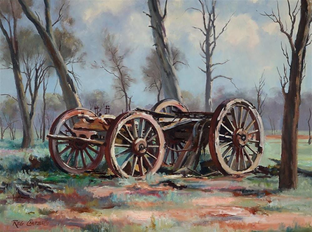 Reg Campbell comparable auction result: reg campbell 1923 2008 the oldest inhabitant wilcannia 44 x 59 cm frame 64 x 80 x 3 cm