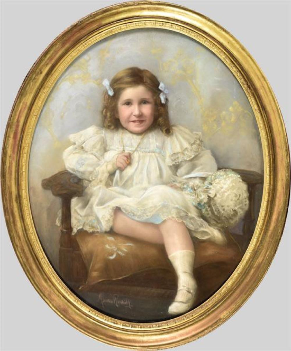 Maurice Randall comparable auction result: maurice randall british 1865 1950 portrait of a young girl in her sunday best oval pastel signed lower left