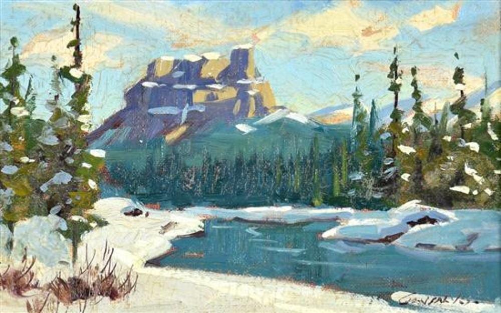 Mannie Gonsalves comparable auction result: mannie gonsalves south african canadian 1926 2012 winter river landscape oil on canvas board