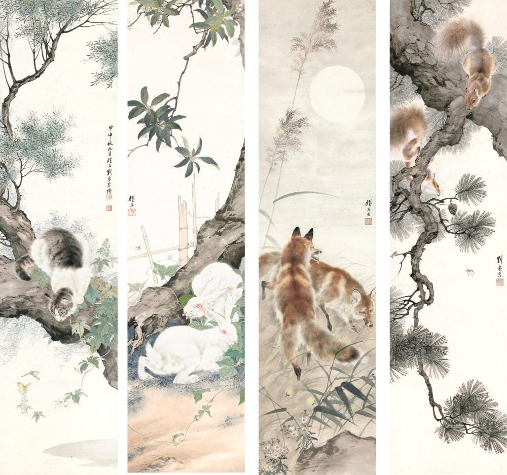 liu kuiling squirrels foxes rabbits cats · Sotheby's · 2020-07-10 Kuiling Liu comparable auction result: liu kuiling squirrels foxes rabbits cats
