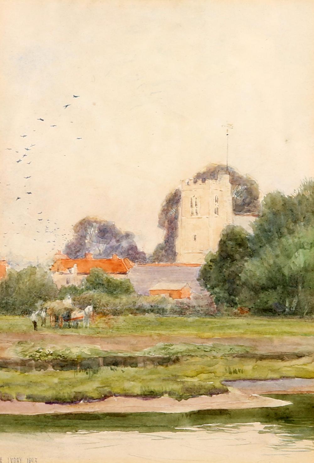 Max Ludby comparable auction result: max ludby 1858 1943 twickenham church with haymakers signed and dated