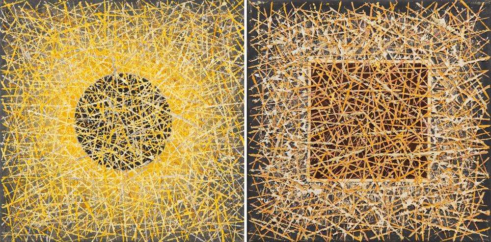 Aleksander Roszkowski comparable auction result: aleksander roszkowski b 1961 male zolte zacmienie maly brazowy kwadrat dyptyk 2013