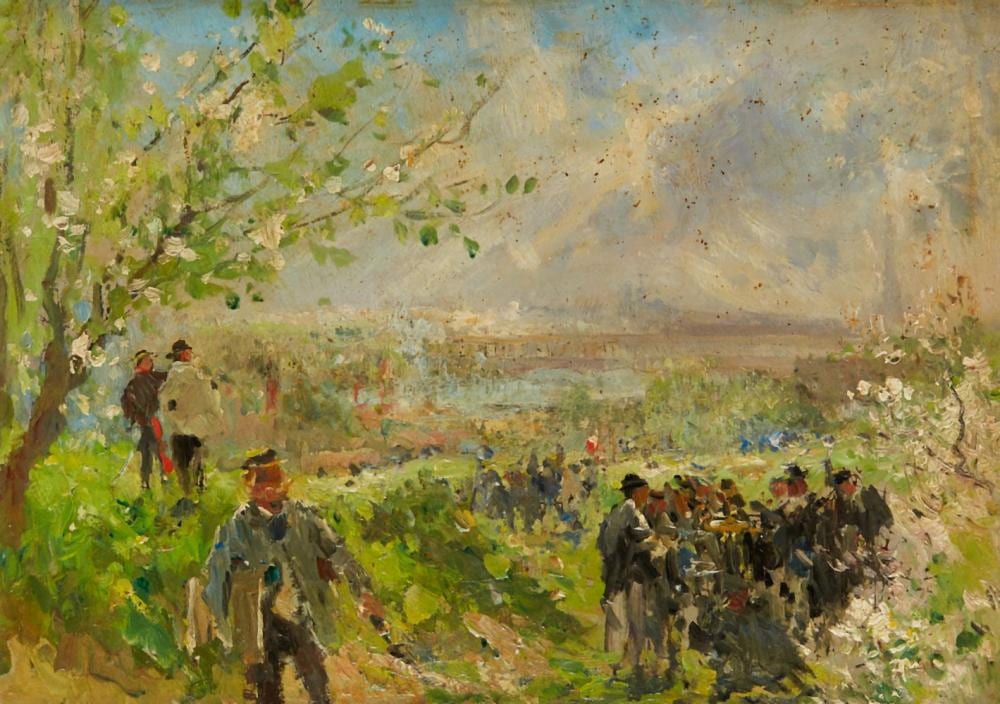 Pierre Louis Léger Vauthier comparable auction result: pierre louis l ger vauthier 1845 1916 paysage anim huile sur panneau cachet la cire atel
