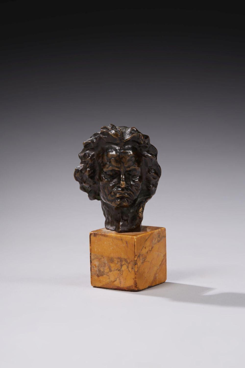 Jules Jouant comparable auction result: jules jouant 1882 1921 masque de beethoven bronze reposant sur un socle en marbre jaune se