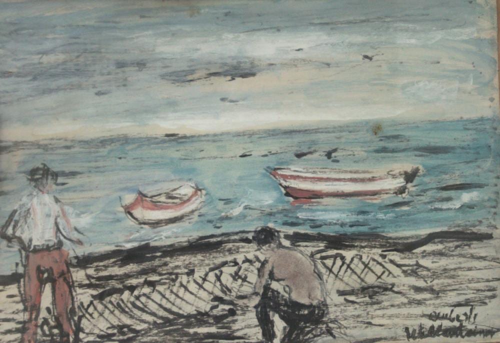 Yehuda Wallersteiner comparable auction result: yehuda wallersteiner 1915 2004 beach gouache on paper