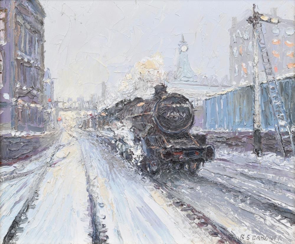 Reg Gardner comparable auction result: reg gardner british 1948 leaving piccadilly station oil