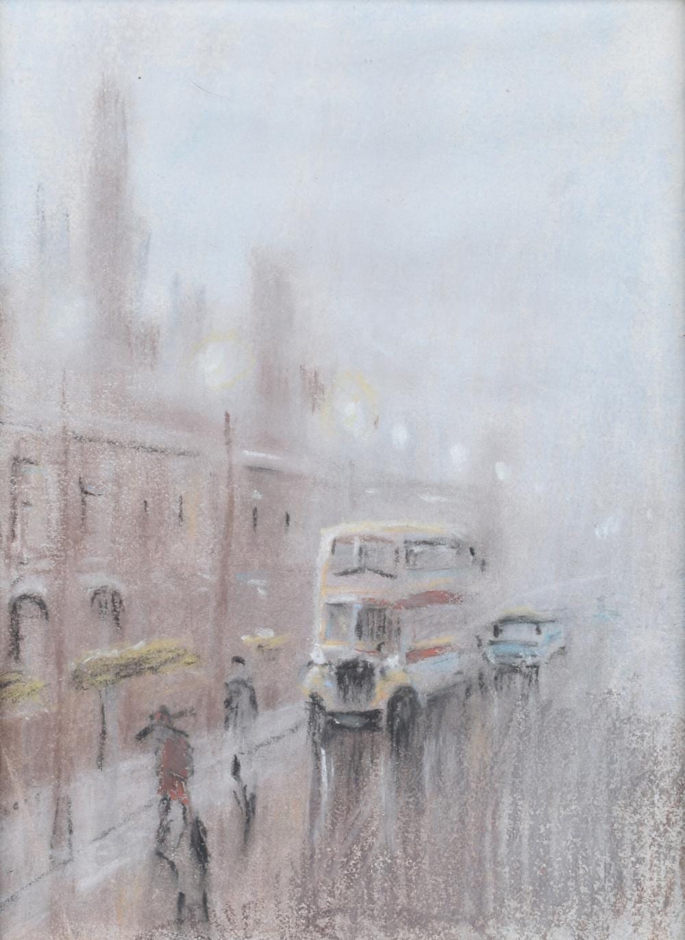 Reg Gardner comparable auction result: reg gardner british 1948 manchester street scene pastel