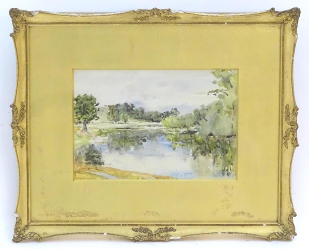 francis edward james 1849 1920 english school watercolour a wooded river landscape signed lower left approx 6 1 2 x 9 1 2 · Claydon Auctioneers · 2020-06-30 Francis Edward James comparable auction result: francis edward james 1849 1920 english school watercolour a wooded river landscape signed lower left approx 6 1 2 x 9 1 2