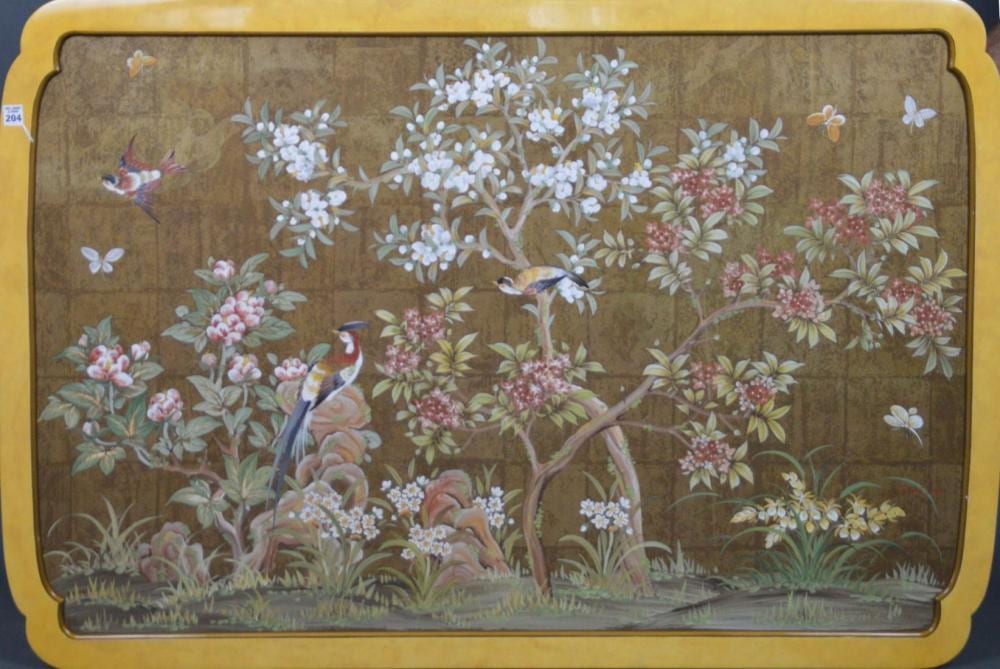 Robert Crowder comparable auction result: robert crowder 1911 2010 beverly hills ca decorative hand painted panel asian floral motif 36 h x 54 w