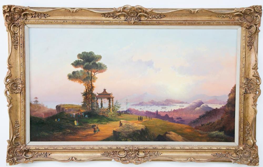 Michael Matthews comparable auction result: michael matthews oil on panel chinese port scene