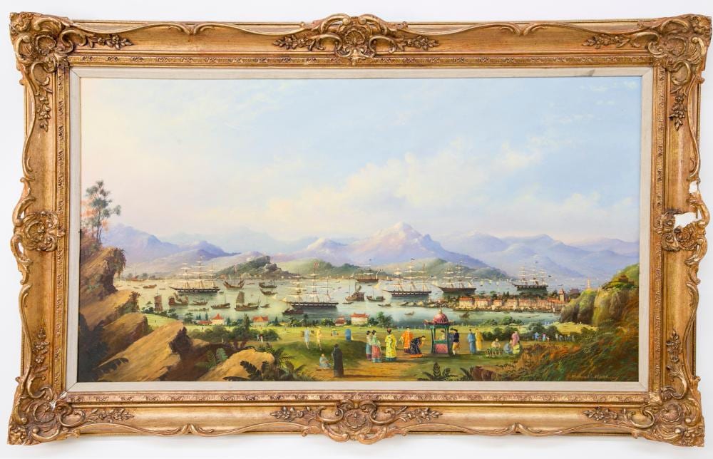 Michael Matthews comparable auction result: michael matthews oil on masonite american fleet off hong kong