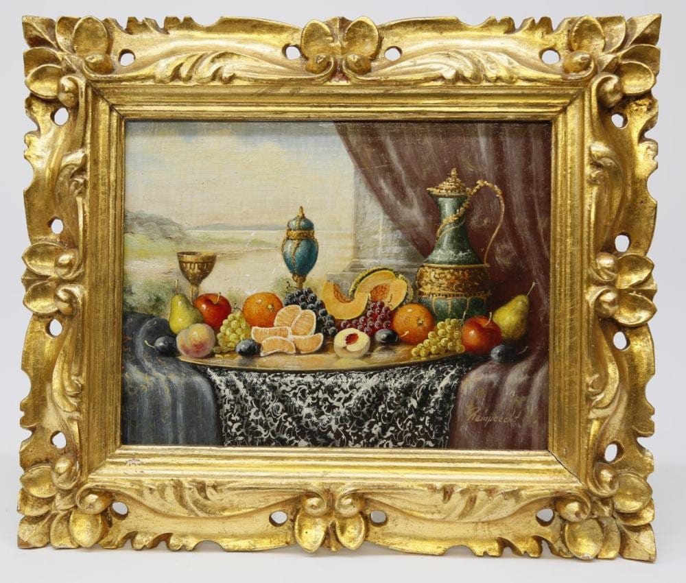 johan k reinprecht oil on board fruit and wine tabletop still life · Rafael Osona Auctions · 2020-07-18 Johan K. Reinprecht comparable auction result: johan k reinprecht oil on board fruit and wine tabletop still life