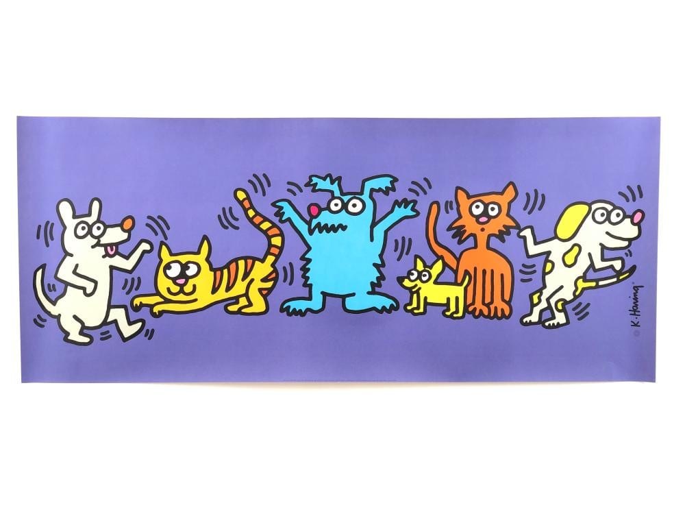 Keith Haring Dancing Dogs Cats Lithograph sold by Bradford's, lot 1196 — auction record photograph
