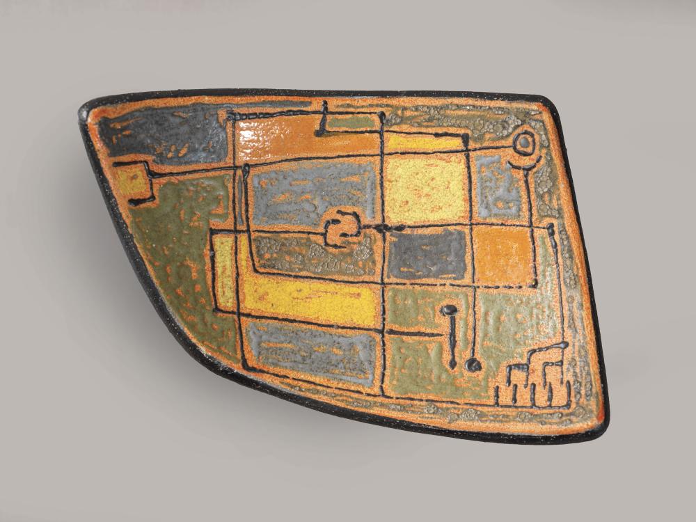 Andre Aleth Masson comparable auction result: andre aleth masson 1919 2009 plat de forme libre c ramique polychrome traces de signature sous la base 1959 h 10 cm