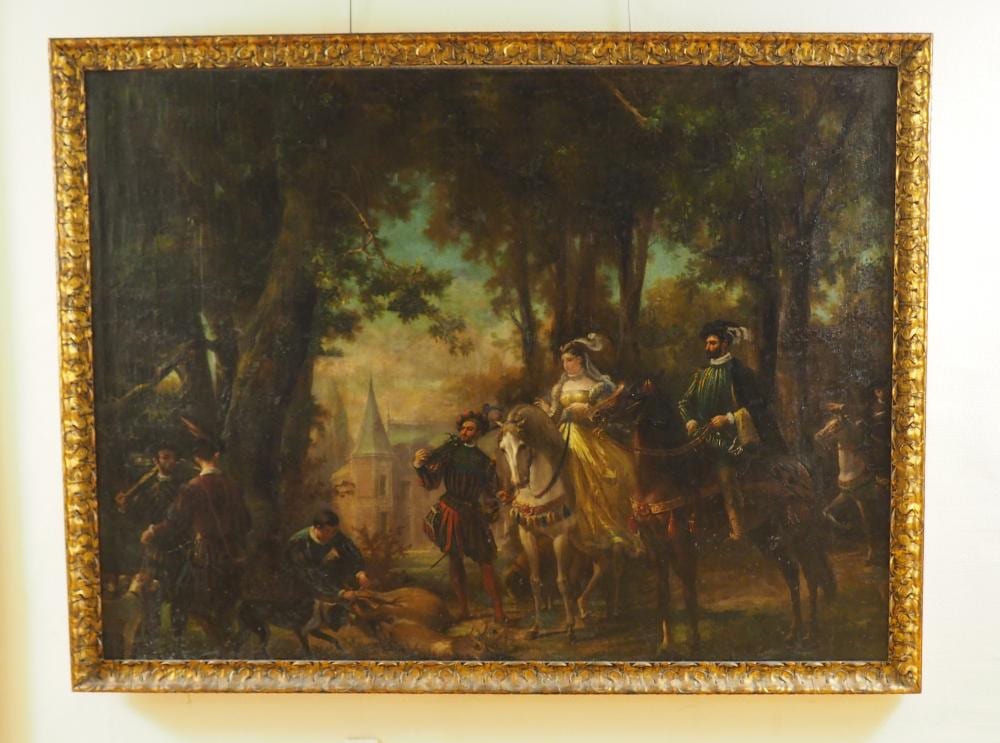 Cesare Dell'Acqua comparable auction result: cesare dell acqua attribu retour de chasse grande huile sur t