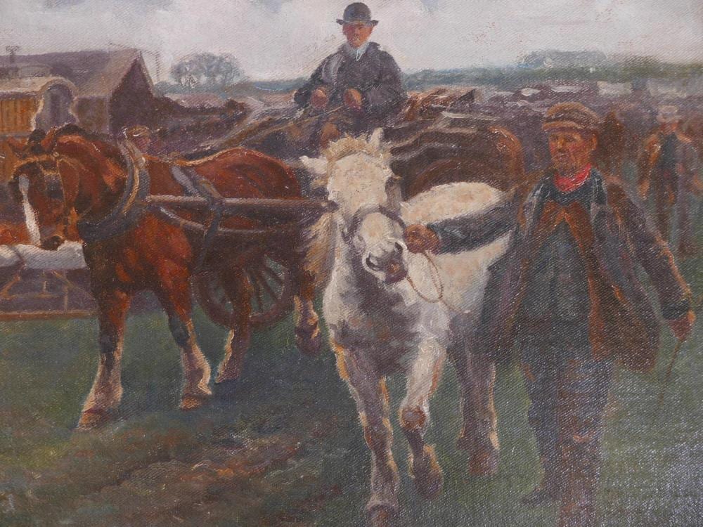 geoffrey mortimer british 1895 1986 the horse fair after alfred munnings oil on board 10 x 16 · Crow's Auction Gallery Ltd · 2020-07-01 Geoffrey Mortimer comparable auction result: geoffrey mortimer british 1895 1986 the horse fair after alfred munnings oil on board 10 x 16