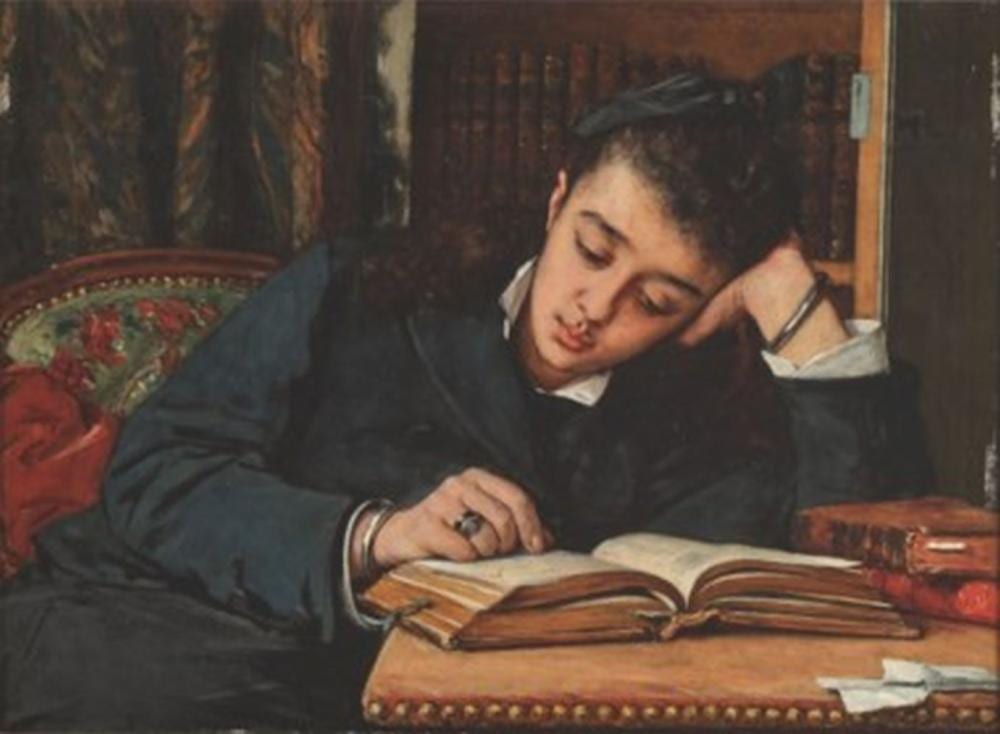 Victor Joseph Chavet comparable auction result: victor joseph chavet pourcieux 1822 1906 le creusot jeune femme lisant dans un int rieur