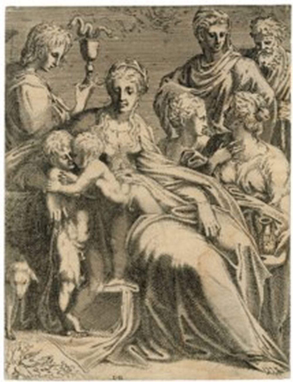 Léon Davent comparable auction result: l on davent active 1540 1556 after parmigianino 1503 1540 virgin and child with saints
