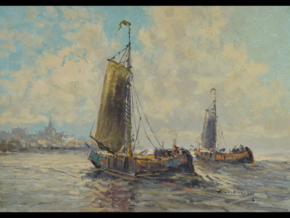 Wim van Norden comparable auction result: wim van norden 1917 2001 fishing boats off the coast
