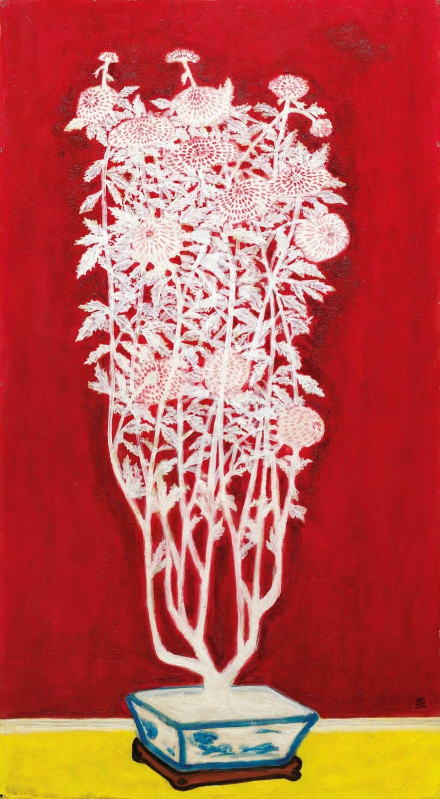 Sanyu (CHANG YU, 1895-1966) - Chrysanthèmes blanches dans un pot bleu et blanc (White Chrysanthemum… comparable sale