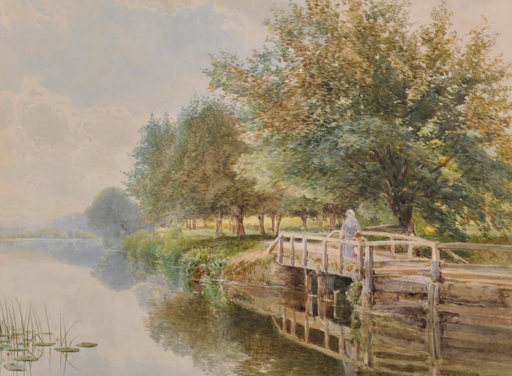 James Jackson Curnock comparable auction result: james jackson curnock 1839 1892 british a river scene with mother and child watercolour signed and dated