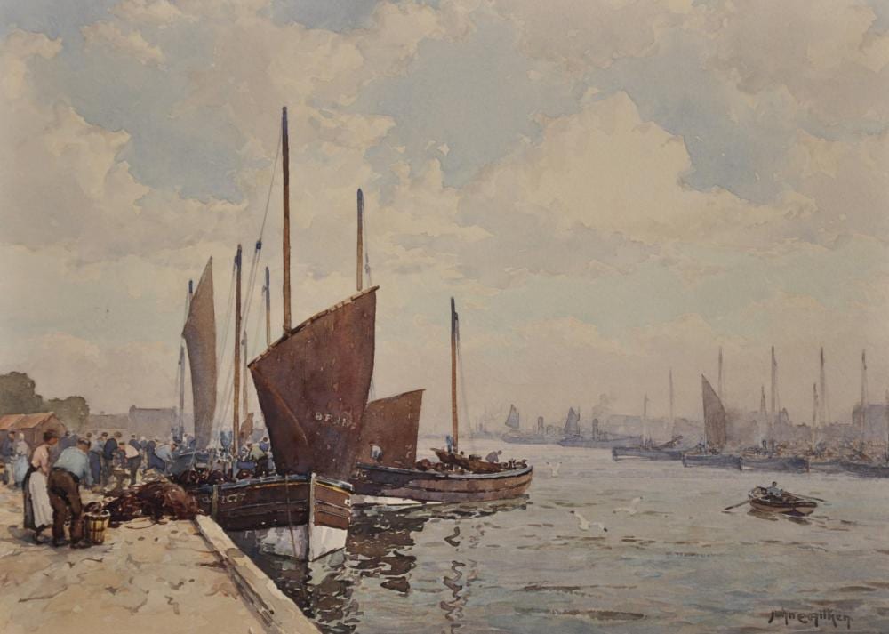 John Ernest Aitken comparable auction result: john ernest aitken 1881 1957 british herring boats yarmouth watercolour signed 10 x 14