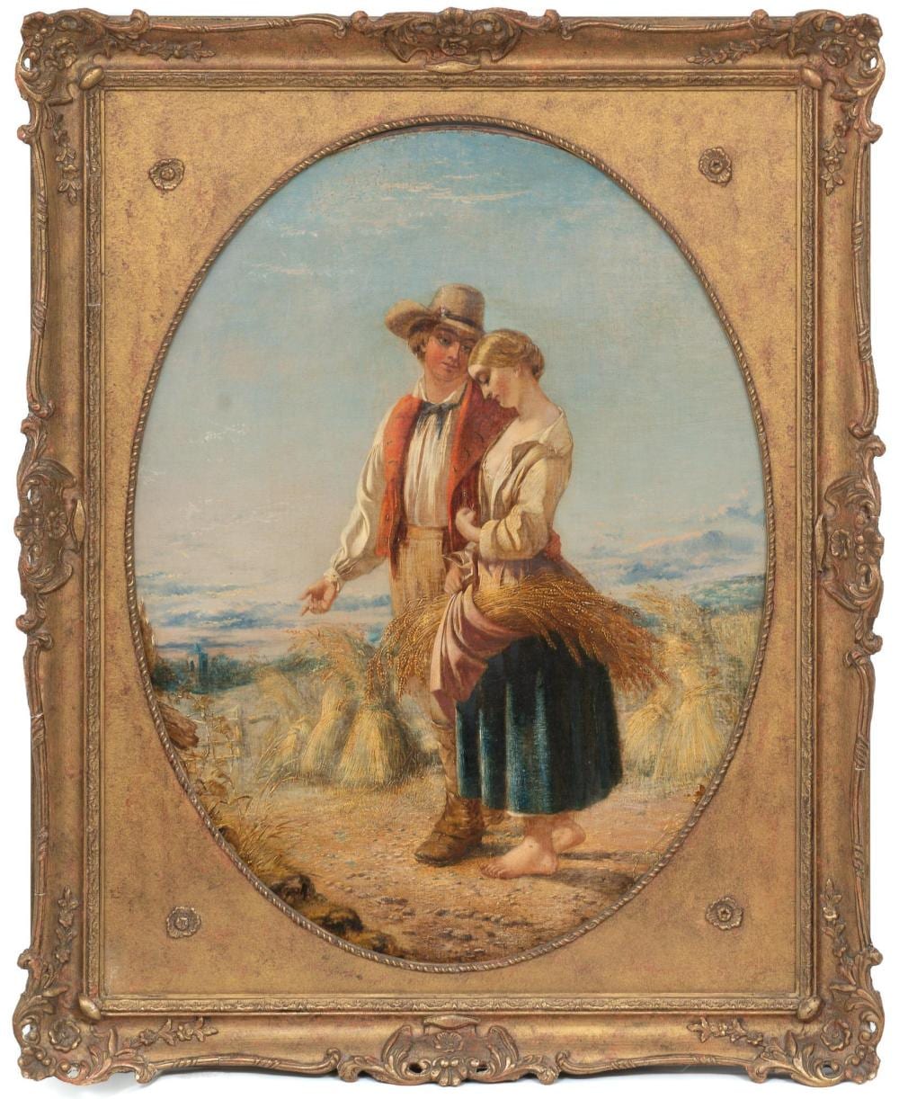 Attrib. Frederick Goodall (1822-1904), Summer Love, oil on canvas, 34 x 26" sold by Vogt Galleries Texas, lot 260 — auction record photograph