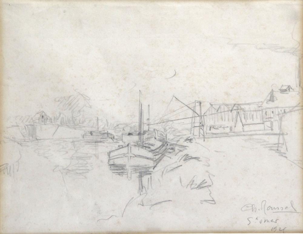 Charles Ém. Joseph Roussel comparable auction result: charles roussel 1861 1936 p niche sur le canal saint omer 1921