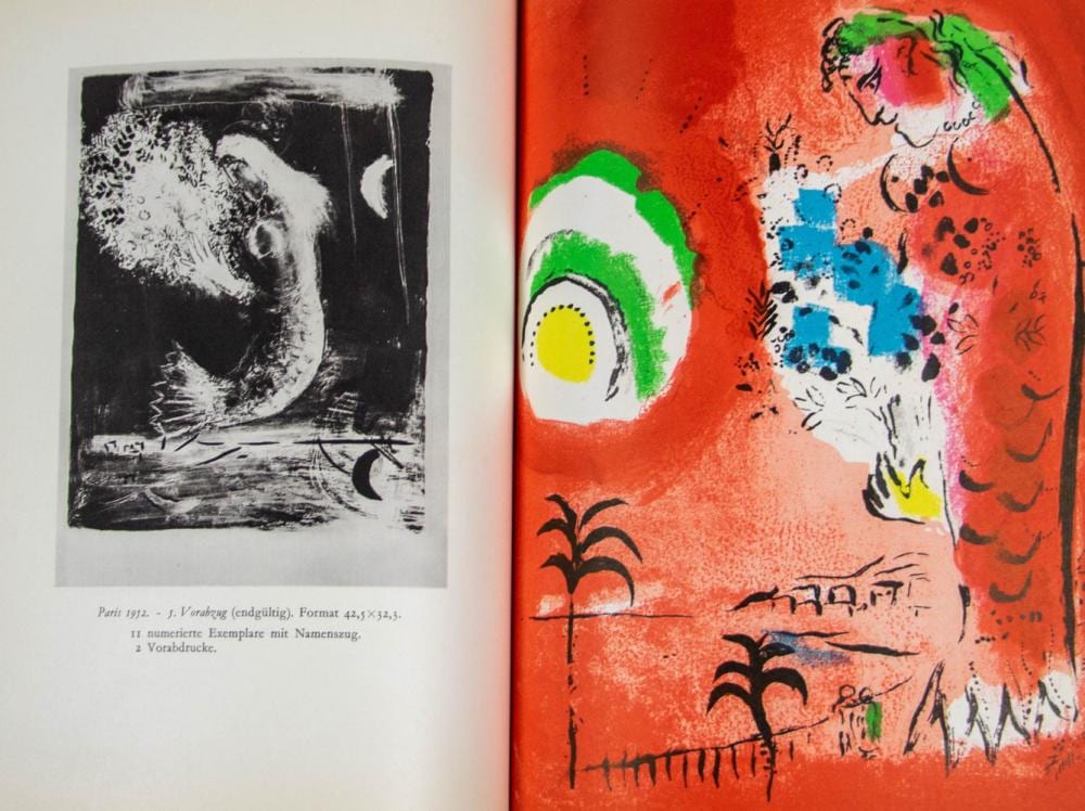 CHAGALL, M.Z. (Marc) (1887-1985) – CAIN, J. [introd.]. Chagall Lithograph. [Vol. I]. Vorwort von Marc Chagall. Notizen von Fernand Mourlot. [German transl. by O. Baumgartner]. sold by Venduehuis der Notarissen, lot 6503 — auction record photograph