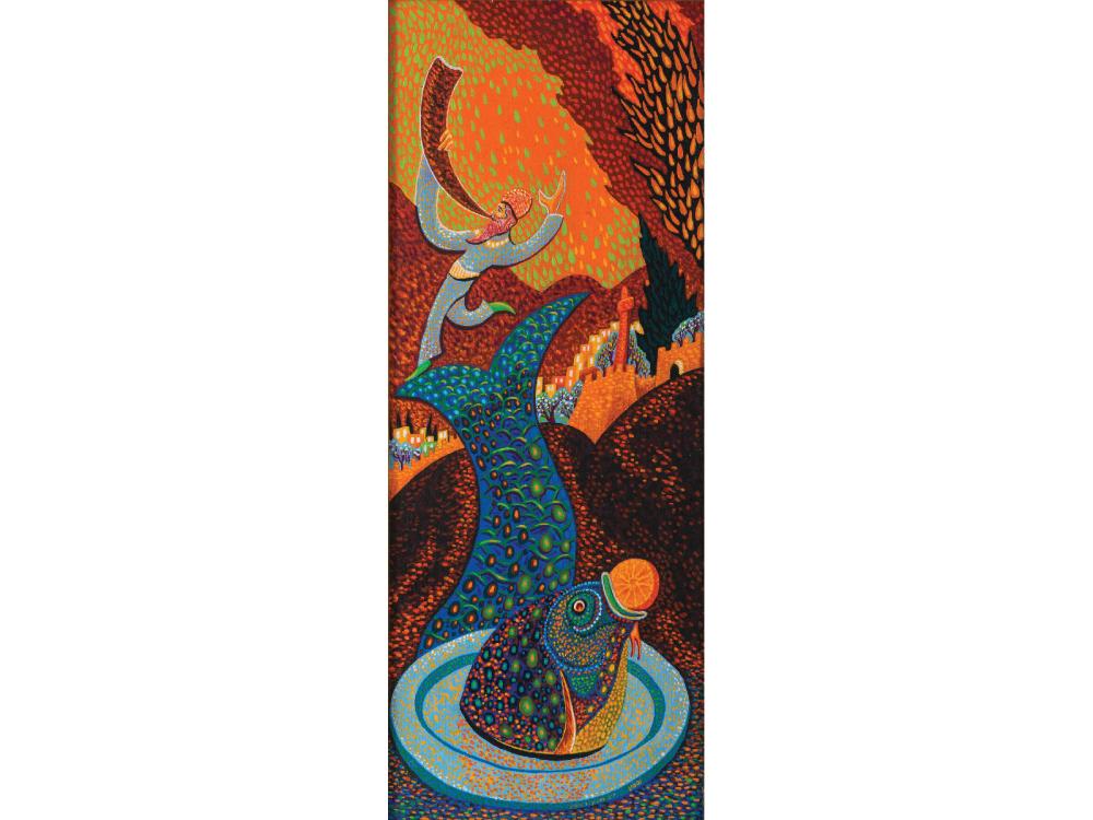 Baruch Nachshon comparable auction result: baruch nachshon b 1939 the feast of leviathan oil on masonite
