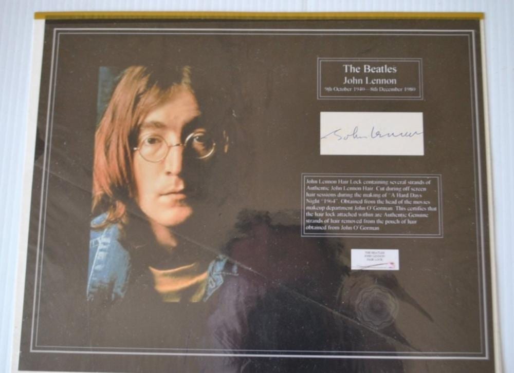 John Lennon Lock of Hair! sold by Four Seasons Auction Gallery, lot 212 — auction record photograph