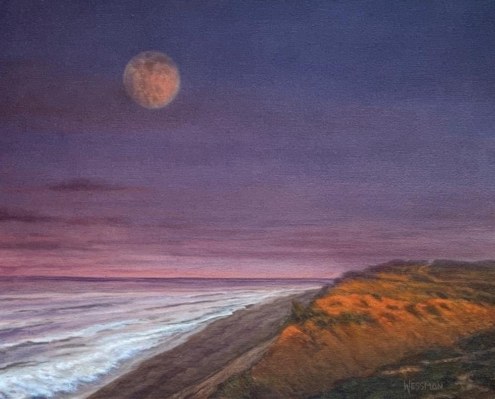robin wessman cape cod contemporary pink moon oil on canvas 16 x 20 framed 22 x 26 · Cape Cod Museum of Art · 2020-08-15 Robin Wessman comparable auction result: robin wessman cape cod contemporary pink moon oil on canvas 16 x 20 framed 22 x 26
