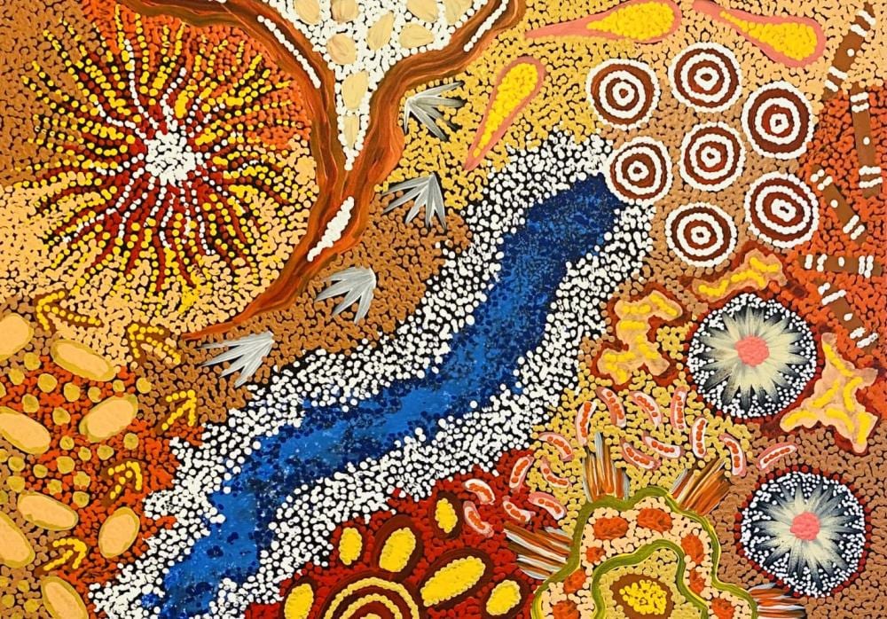 Samantha Daniel Napangati comparable auction result: samantha daniel napangati my grandfather s country acrylic on linen painted in 2019 comes with certificate of authenticity artwork is stretched and ready to hang 60cm x 85cm