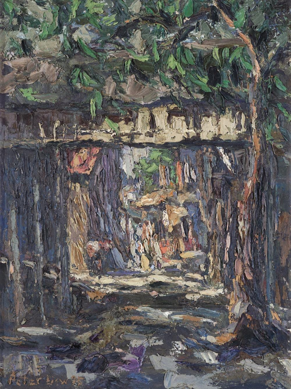 Peter Liew comparable auction result: peter liew b penang 1955 old canton china village 1995