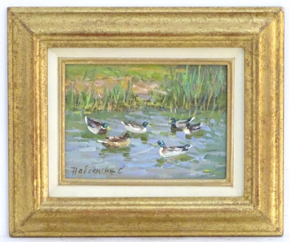Sergei Nebessikhine comparable auction result: sergei nebessikhine b 1964 russian school oil on canvas ducks on the lake signed lower left a
