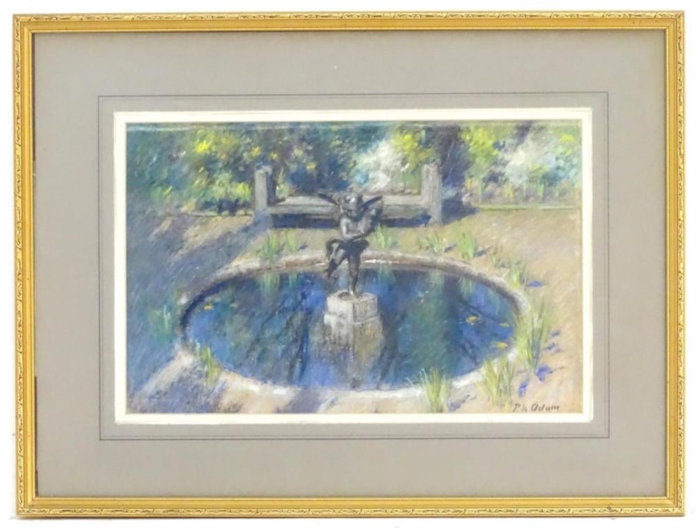 Patrick William Adam comparable auction result: patrick william adam 1854 1929 scottish school pastel on paper a garden fountain water featur