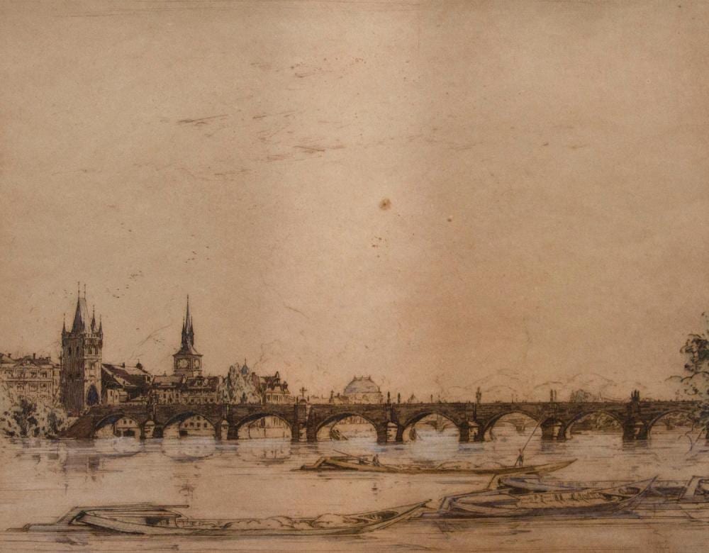 Jan C. Vondrous comparable auction result: jan c vondrous czech 1884 1974 prague hand colored etching