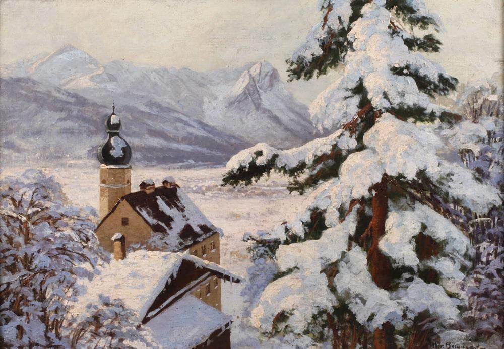Carl Müller-Baumgarten comparable auction result: carl m ller baumgarten verschneites alpendorf