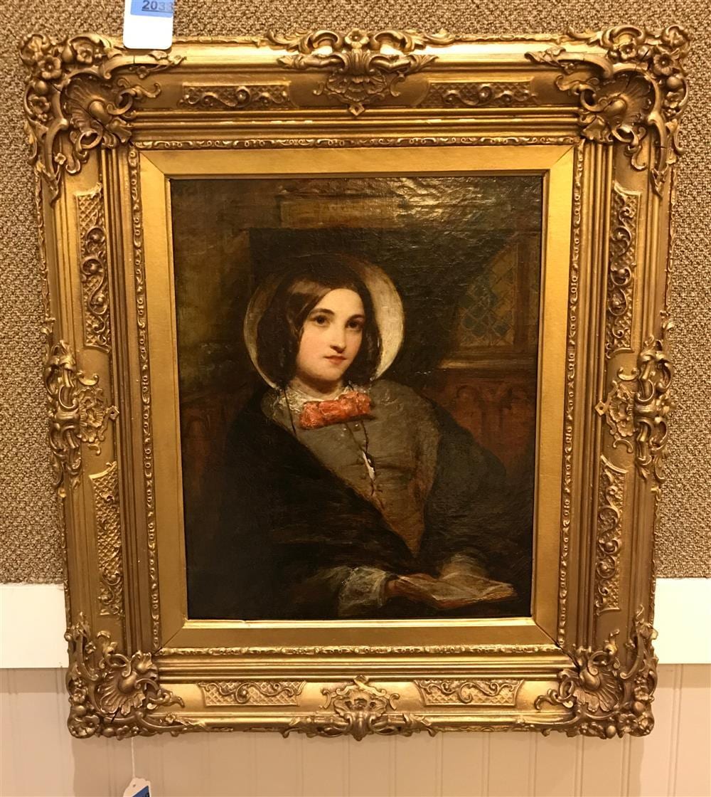 Joshua Hargrave Sams Mann comparable auction result: joshua hargrave sams mann 1826 1886 woman with book oil on canvas