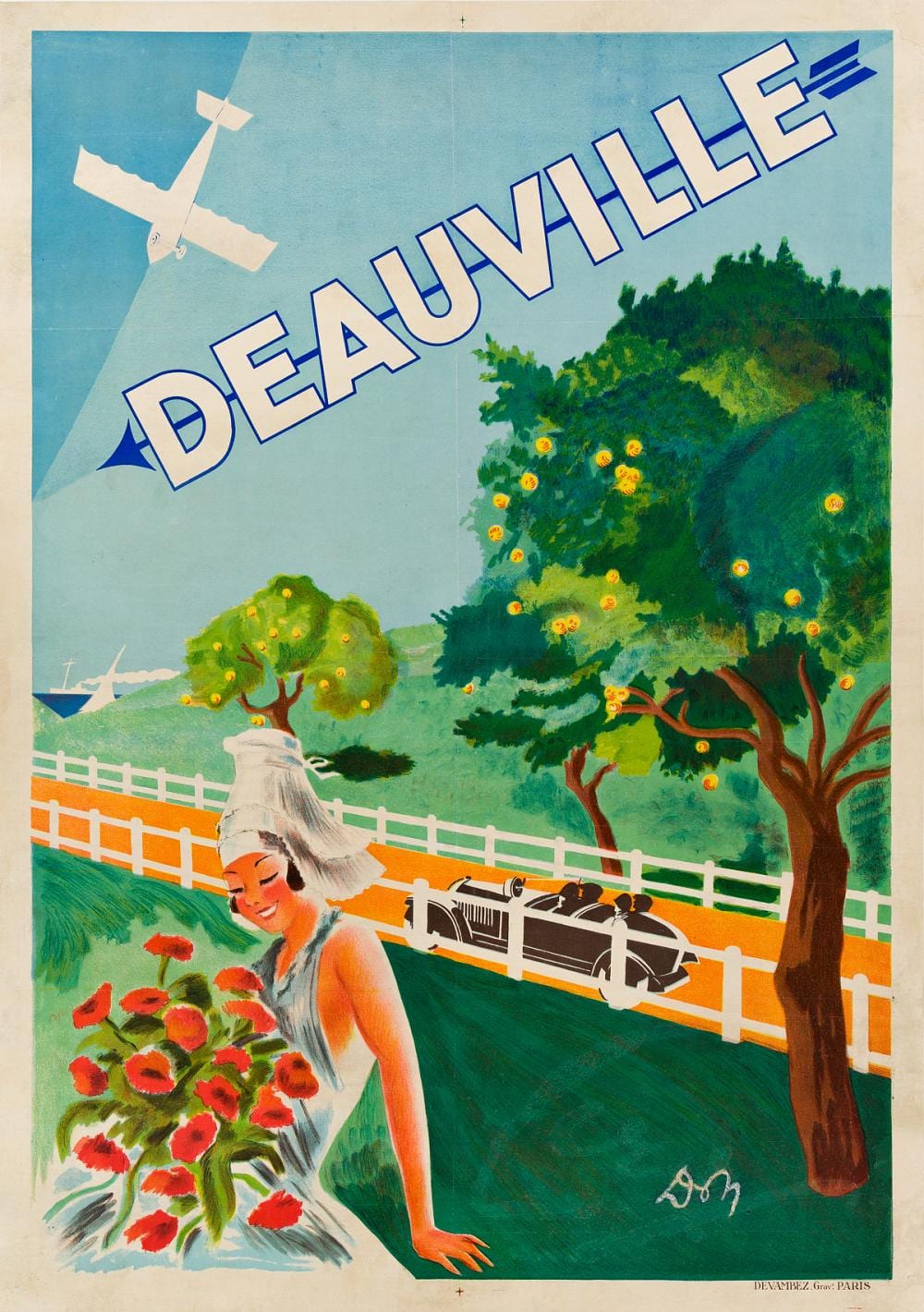 Jean Don comparable auction result: jean don 1900 1985 deauville 1922 41x29 inches 105x74 cm devambez paris