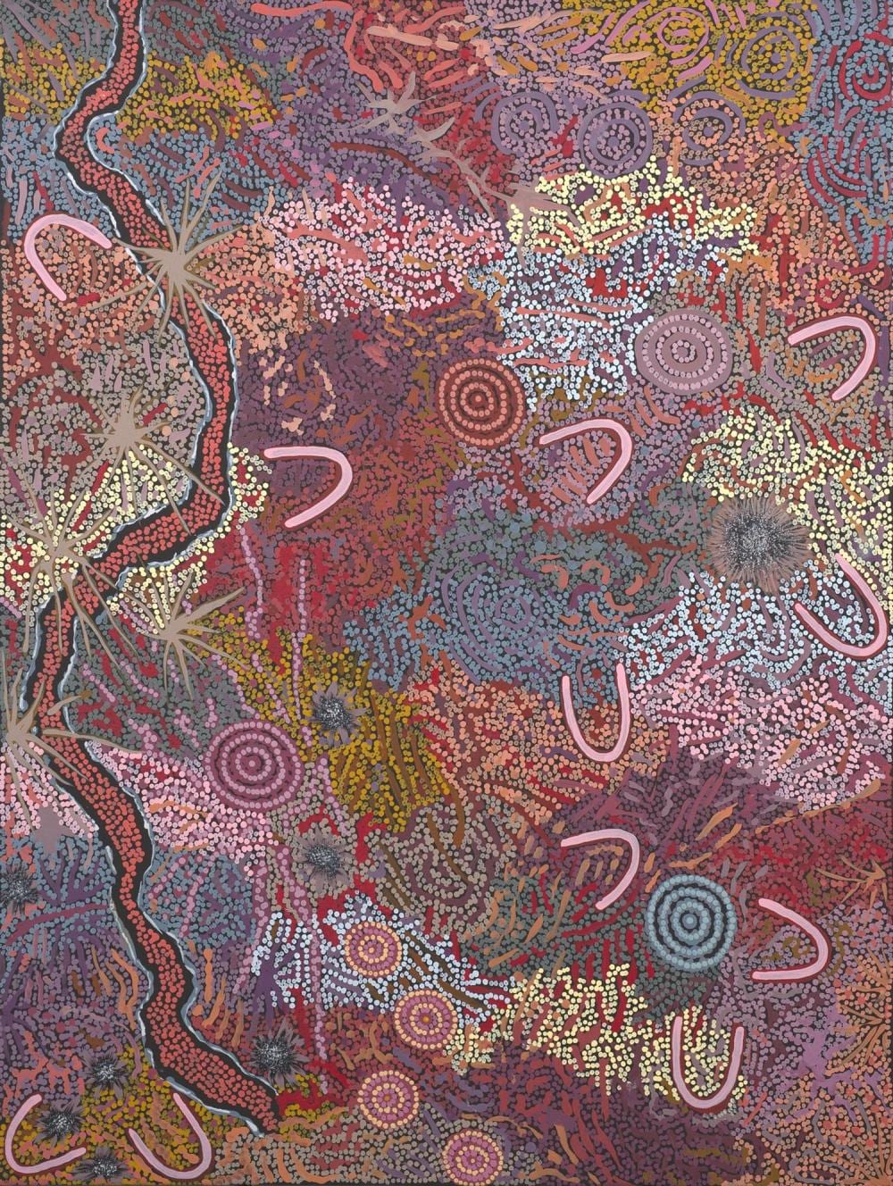 Gabriella Possum Nungarrayi comparable auction result: gabriella possum nungarrayi born 1967 my grandmother s country 2020 synthetic polymer paint on belgian linen