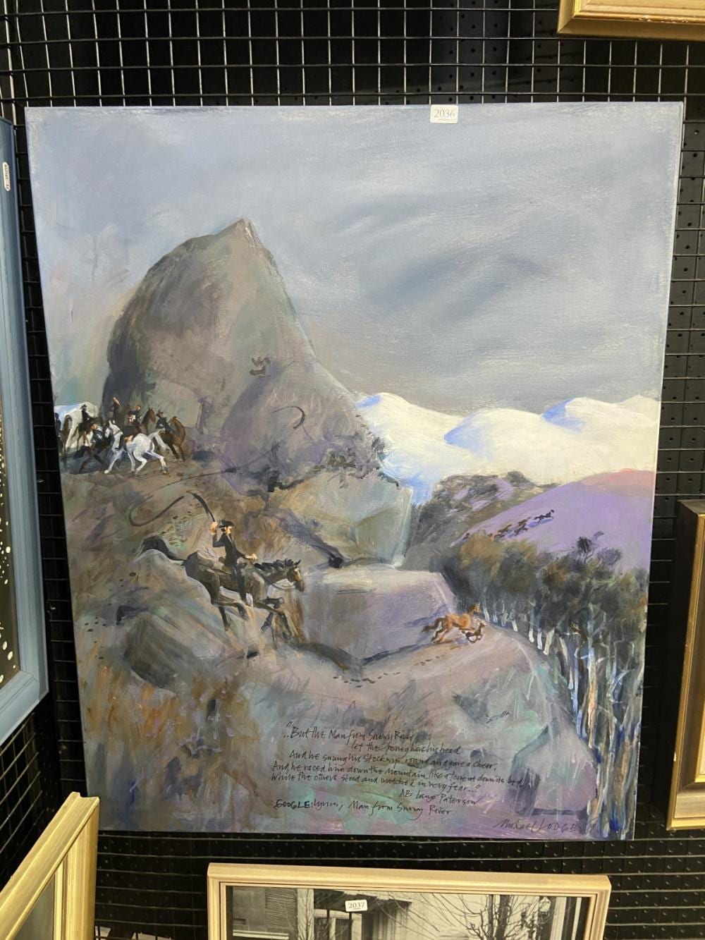 michael lodge 1942 man from snowy a b paterson 2 76 5 x 61 5 cm · Lawsons · 2020-08-06 Michael Lodge comparable auction result: michael lodge 1942 man from snowy a b paterson 2 76 5 x 61 5 cm