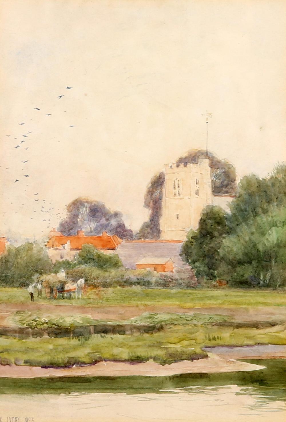 Max Ludby comparable auction result: max ludby 1858 1943 twickenham church with haymakers signed and dated